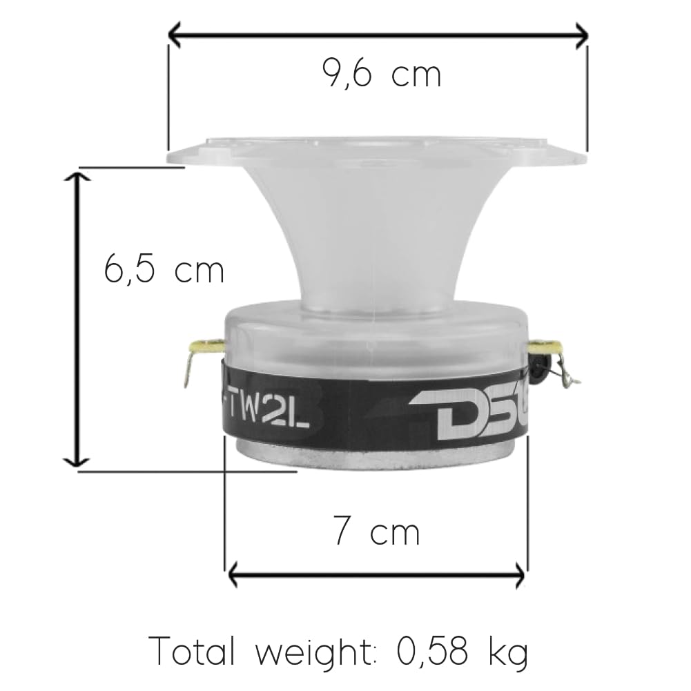 KIT-Set FÜR DS 18 PRO-TW2L 2 Super-Bullet-Hochtöner mit RGB-LEDs mit einem von 9,6 cm und 96 mm, 200 Watt rms und 400 Watt max, 4 Ohm, 103,5 dB, für Autos, paarweise + Kondensatoren als Geschenk