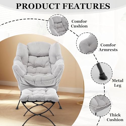 Sillón plegable terciopelo Gris miniatura 5