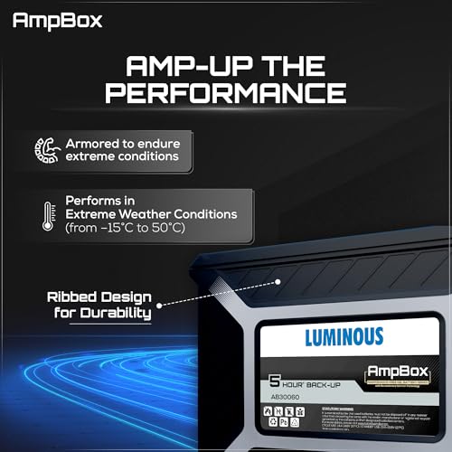 Image of Luminous Ampbox AB30060 Gel Battery for Home, Office & Shops | Tall Tubular Battery | 5hr Backup | Maintenance Free | German Technology | Durable & Reliable | 60 Months Warranty by Luminous