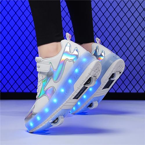 Junge Mädchen Schuhe Kinderschuhe mit Rollen LED Leuchtend Schuhe Outdoor Sportschuhe Blinkschuhe Skateboardschuhe Sneaker Geschenk zum Geburtstag, Party, Weihnachten