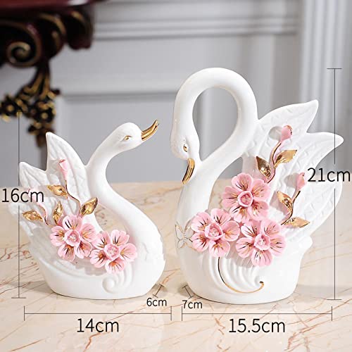 Estatuas de cisnes pareja para centro de mesa set 2 miniatura 2