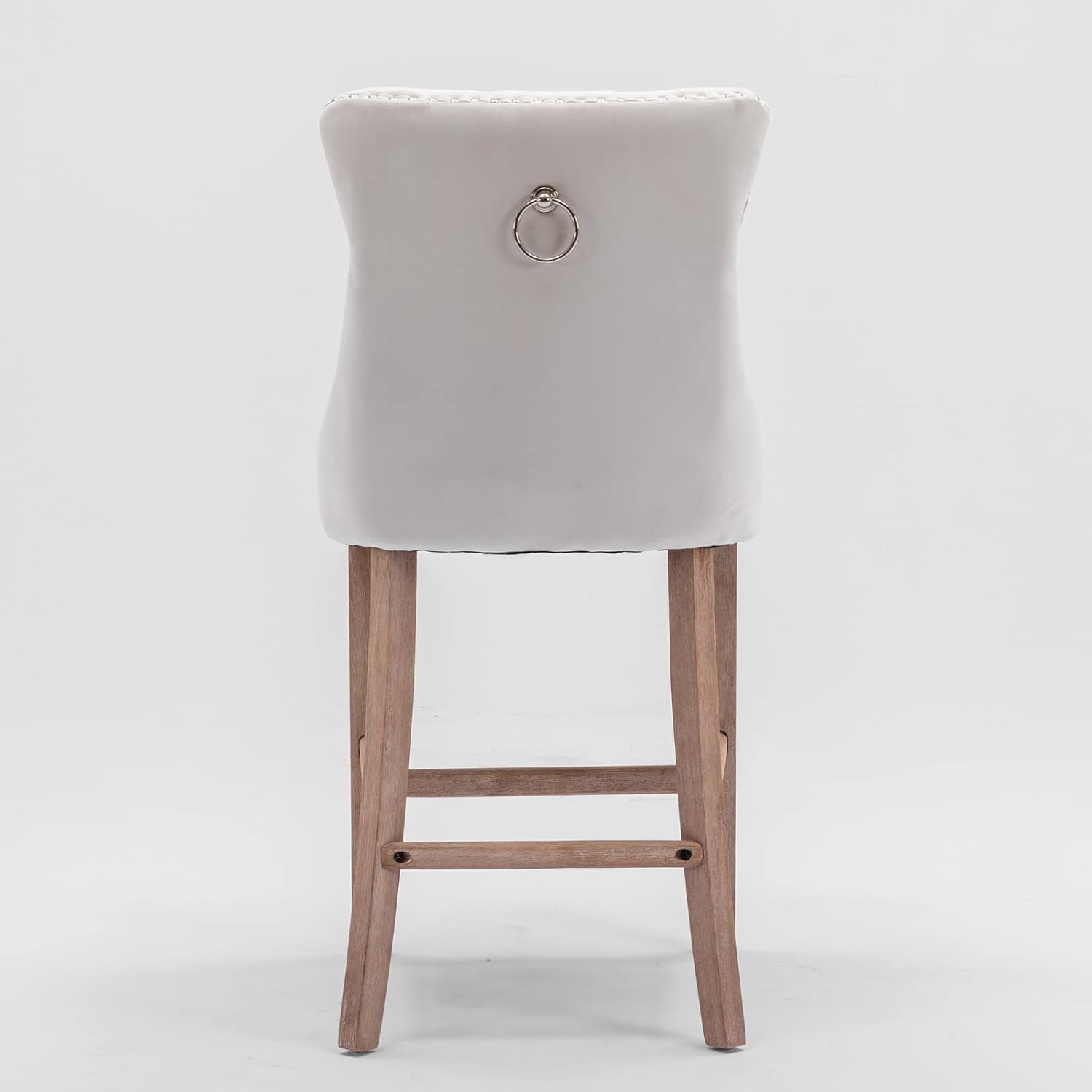Dining Chairs Set of 4, Modern Velvet Upholstered Barstools with Button Tufted Decoration and Wooden Legs, Chrome Nailhead Trim, Leisure Bar Chairs, 4 Bar Stools, Beige