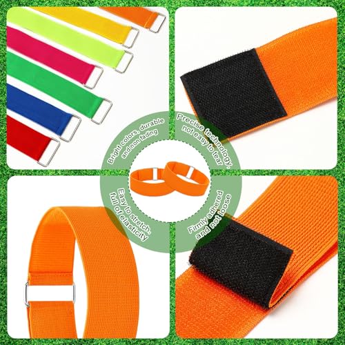Image of Augshy 3 Legged Race Bands, Assorted Colors Elastic Tie Rope Resistance Bands for Relay Race Game Carnival Field Day Backyard Game Party Supplies