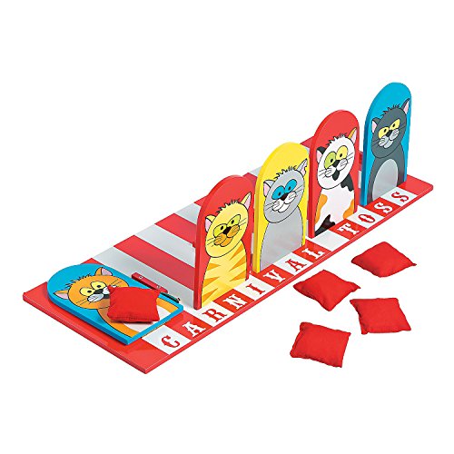 Carnival Cat Tabletop Bean Bag Toss Game (includes wooden board and 5 bean bags) Single Use Party Game