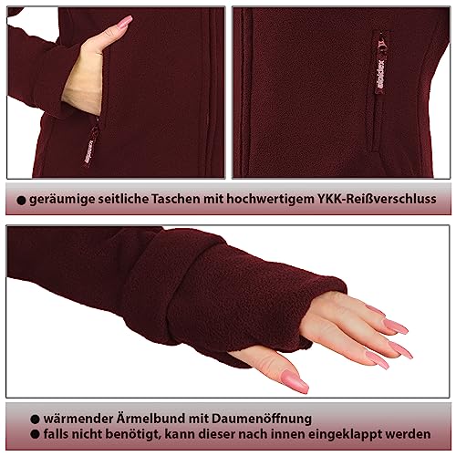 ALPIDEX Damen Fleecejacke Hoher Stehkragen Daumenlöcher Tailierte Winter Fleece Jacke Antipilling Warm Weich Full Zip Fleecepullover Microfleece Wandern Outdoor, Größe:S, Farbe:Bordeaux