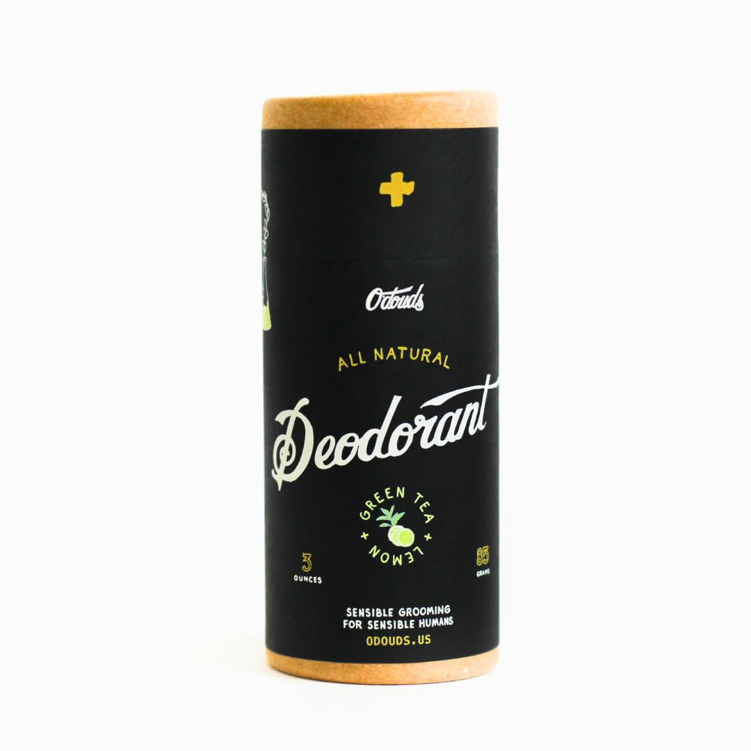 O'Douds Natural Deodorant - Aluminum Free, Paraben Free, Vegan Deodorant for Men & Women - Long-Lasting Protection & Gentle Formula for All Skin Types - Green Tea & Lemon, 3 oz.