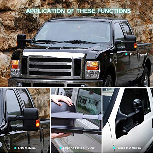 Towing Mirror For Ford For F250 For F350 For F450 For F550 Super Duty Power Heated Driver And Passenger Side Mirror Smoke Turn Signal Lights Mirror 2008 2009 2010 2011 2012 2013 2014 2015 2016 #TOP1