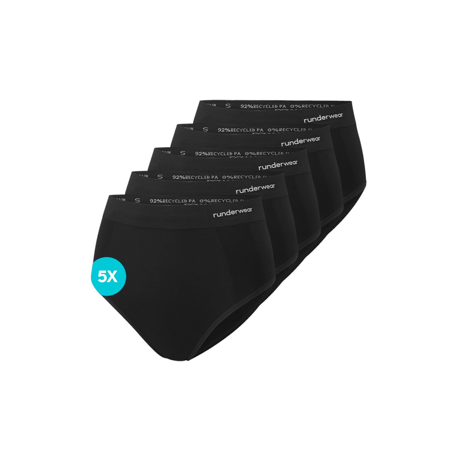 Runderwear Running Underwear Women 5 Pack – Sports Underwear for Women, Moisture Wicking, Breathable, Anti-Chafe, Seamless Women’s Sports Knickers Black