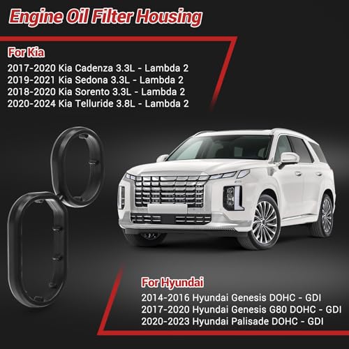 Image of Leak-Proof Engine Oil Filter Housing Gasket | Premium Rubber Sealing | Fits Kia Cadenza, Sedona, Sorento, Telluride & Hyundai Genesis G80, Palisade (3.3L, 3.8L) | OEM: 26345-3LAA0