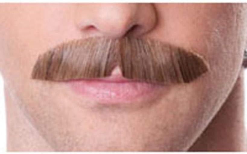 Sepia Costume WigsLampshade Mustache Color Brown Downturn Villain Wild West Human Hair Fiber Lace Back Face Lip Fancy Dress World #932