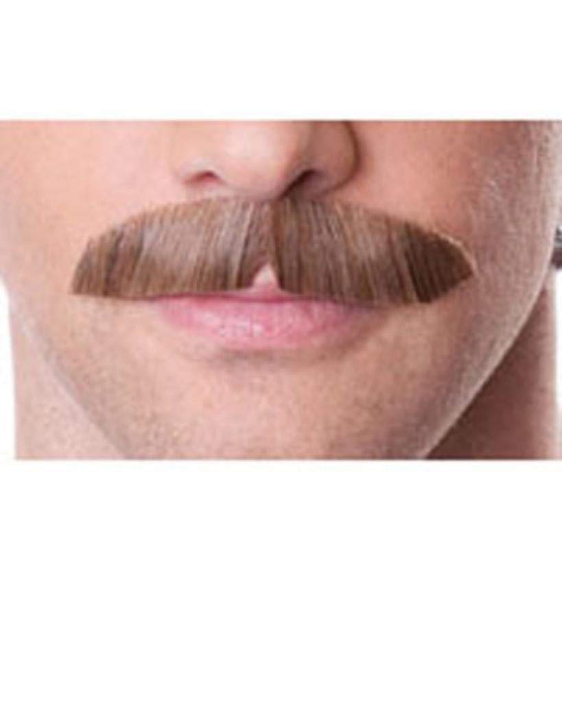 Sepia Costume WigsLampshade Mustache Color Brown Downturn Villain Wild West Human Hair Fiber Lace Back Face Lip Fancy Dress World #932