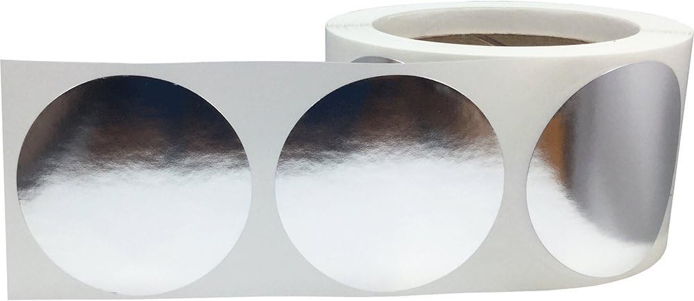 Metallic Silver Color Coding Labels for Organizing Inventory 2.5 Inch Round Circle Dots 500 Total Adhesive Stickers On A Roll - Image 2