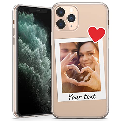 TULLUN Coque De Téléphone Personnalisée pour iPhone 12/12 Pro - Clair Doux TPU Gel Mignon Photo Image Polaroid Féminin Coutume Individuel Style Conception...