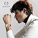 Imagen de RORIOS Relojes Hombre Mecánico Automático Relojes Esqueleto Dial Reloj con Correa de Cuero Big Face Reloj de Pulsera