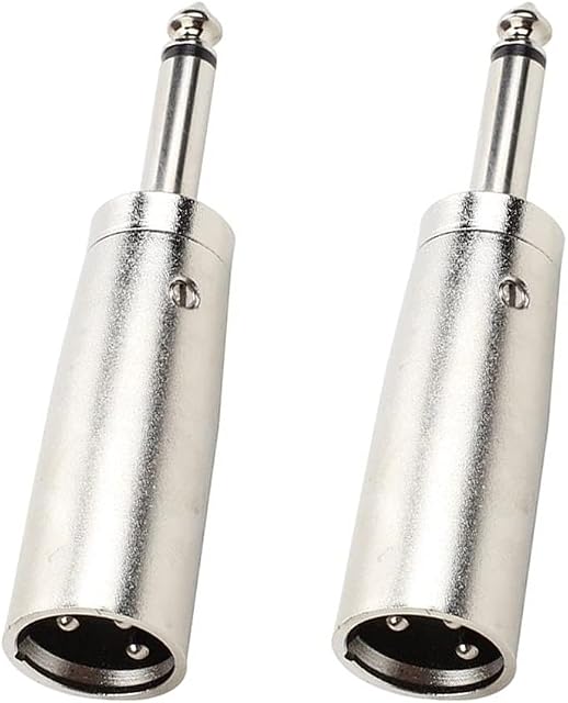 2 Pcs 3 Pins XLR to 1/4Inch Adapters XLR Male Socket to 6.35mm Male Jack Mono Plugs Conversion Connectors Microphone Accessories