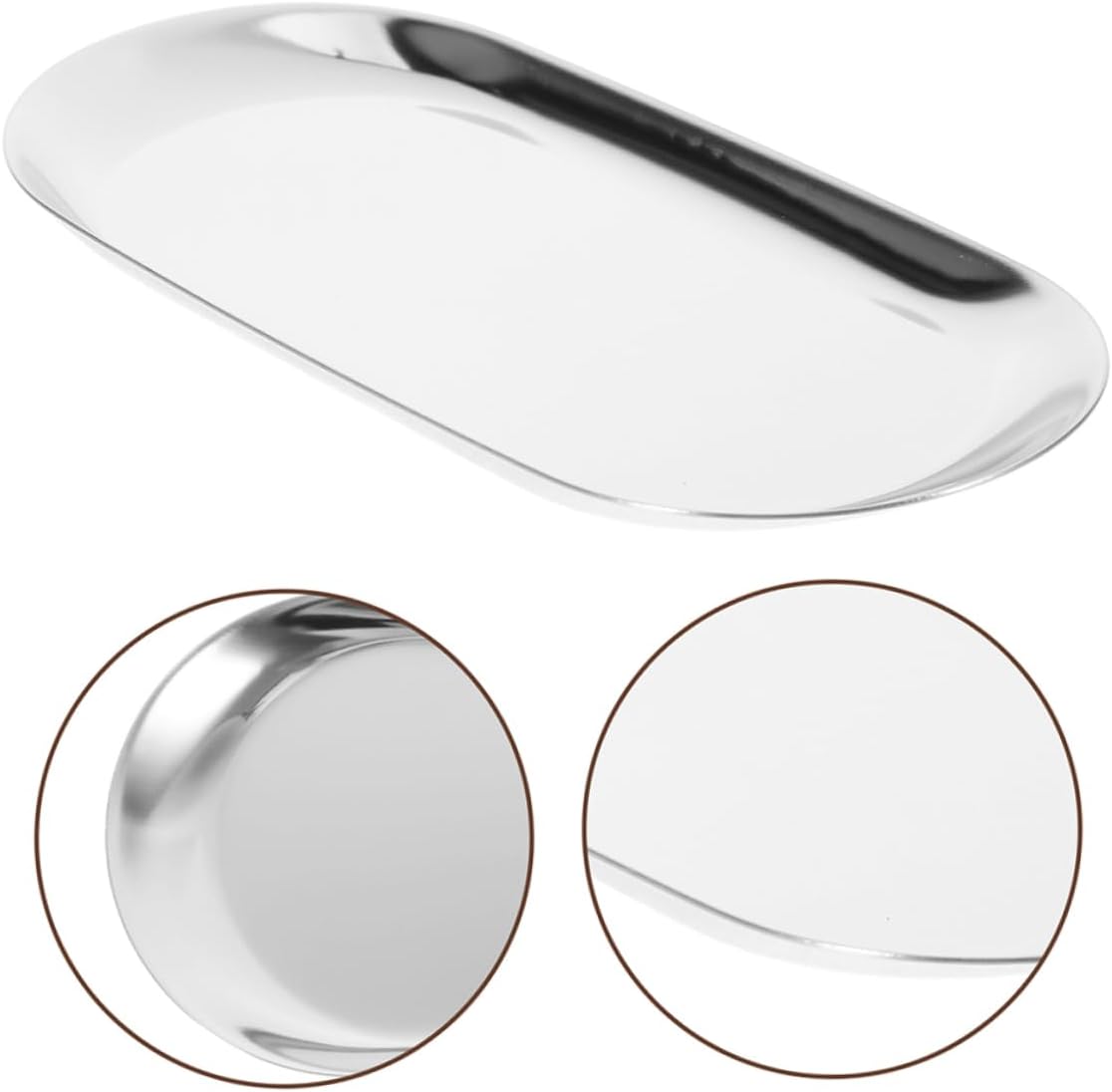 OUNONA 2pcs Stainless Steel Tip Tray Multipurpose Serving Trays for Bartenders and Waitstaff Elegant Design for Tips Jewelry and Cosmetics Storage Small for Restaurants and Homes