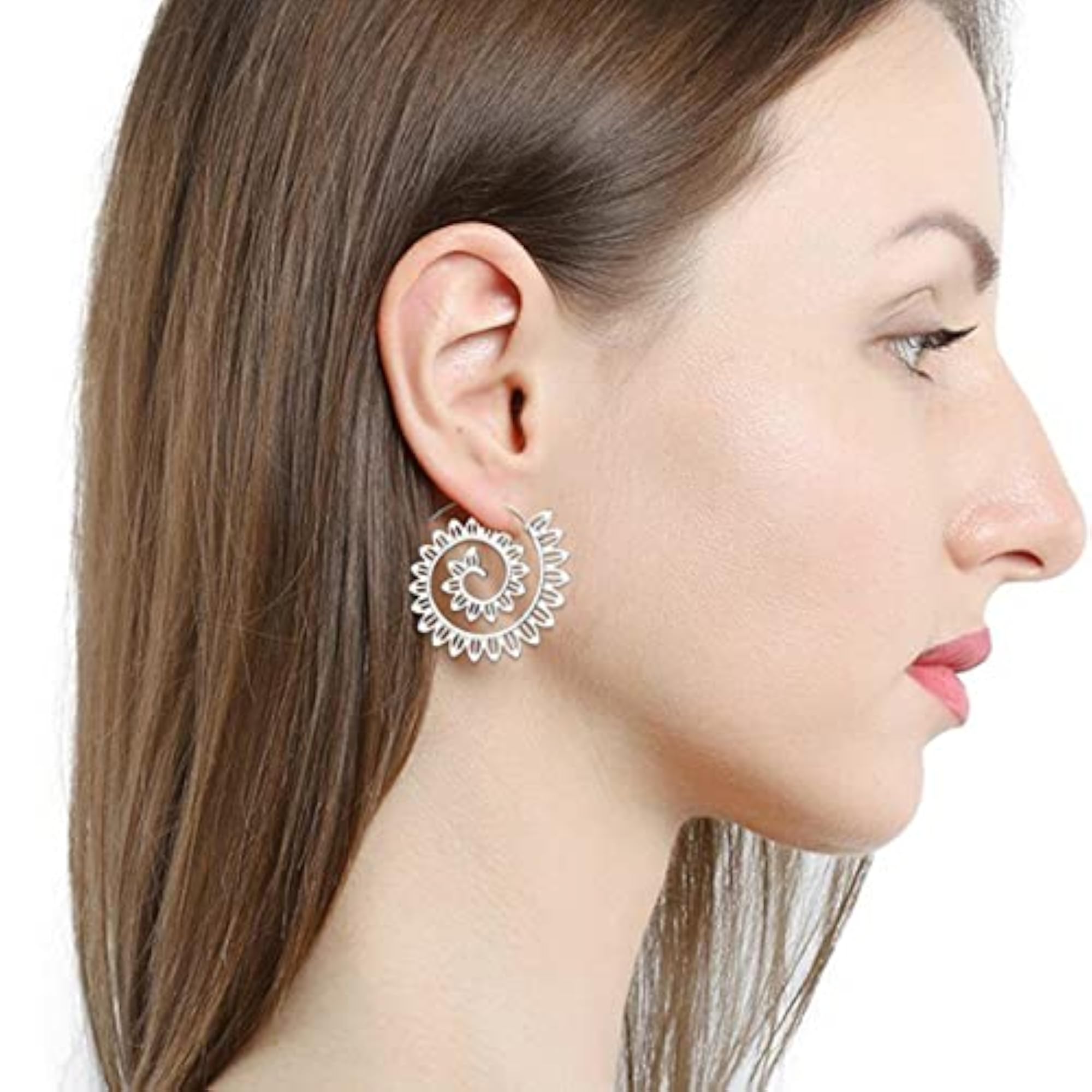 Spiral Silver Plated Drop Earrings