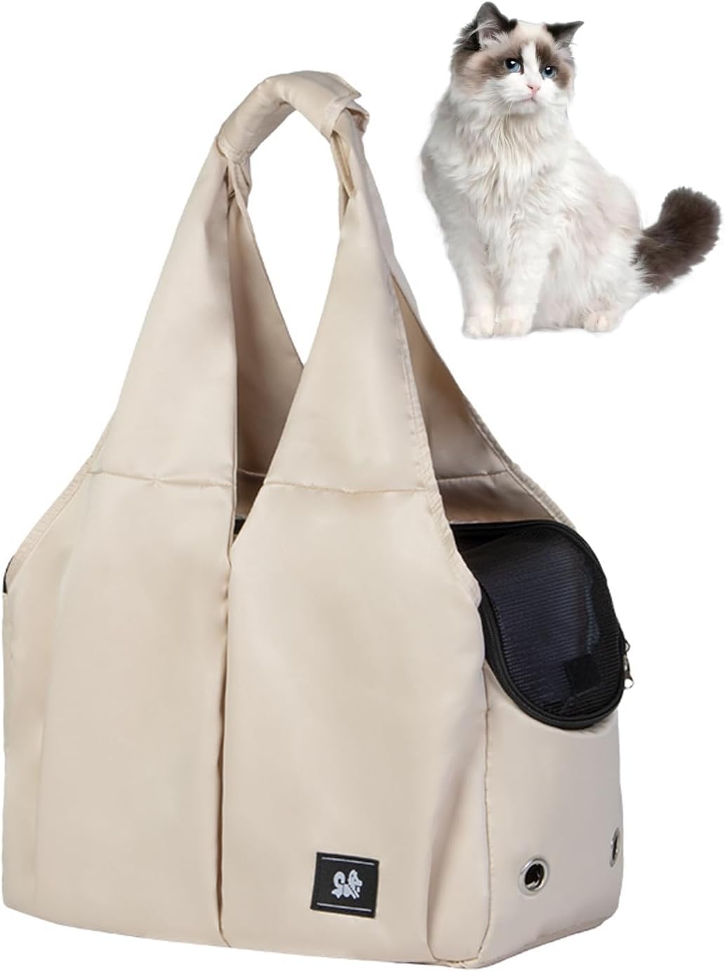 Dog Purse Carrier for Small Dogs Cats and Puppies, Soft-Sided Travel Pet Tote Bag with 4 Large Pockets, Foldable Lightweight Carrier for Pets up to 15 lbs for Travel and Outings (Coffee)