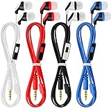 JustJamz Kids Headphones with Cord, Pack of 4 Multicolored Ear Buds Wired in-Ear Earphones Corded Headphones for Kids, Teenagers, and Adults