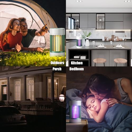 Bug Zapper Indoor/Outdoor, UV Attraction+Wind Inhale Insect Trap, Portable Rechargeable Pest Attractant Lamp to Remove Insects, Mosquitoes, Files, Bugs, Gnats, Moths