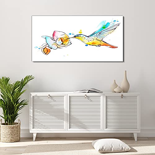 Tableau oiseau colibri acrylique 120x60cm pour masquer un grand mur vide