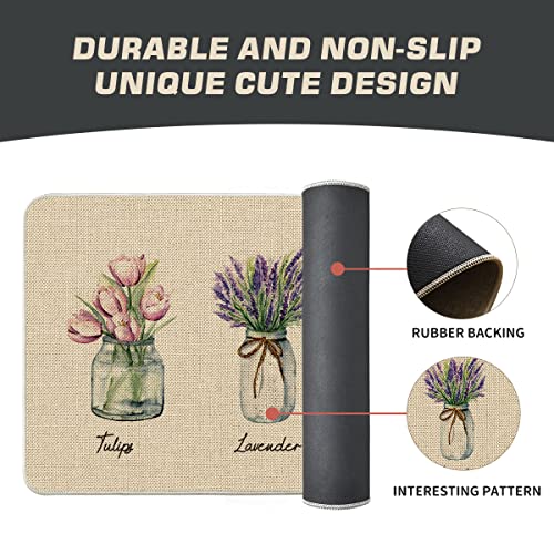 Artoid Mode Lavender Flowers Vase Doormat, Seasonal Spring Summer Easter Holiday Low-Profile Yard Floor Switch Mat For Indoor Outdoor 17 X 29 Inch #TOP5