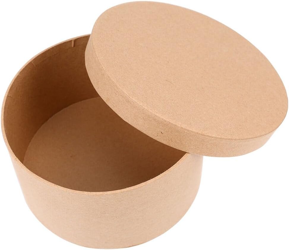 Hemoton Round Kraft Storage Box 6.5 Inch with Lid for Cookies Packaging Sweets Wrap and Baking Storage