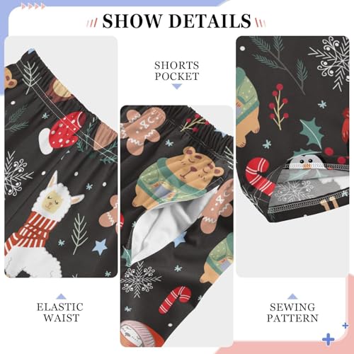 ZZXXB Christmas Llama Bear Boys Long Pants Soft Trousers Elastic Waist Kids Lounge Bottoms with Pockets S-XL4