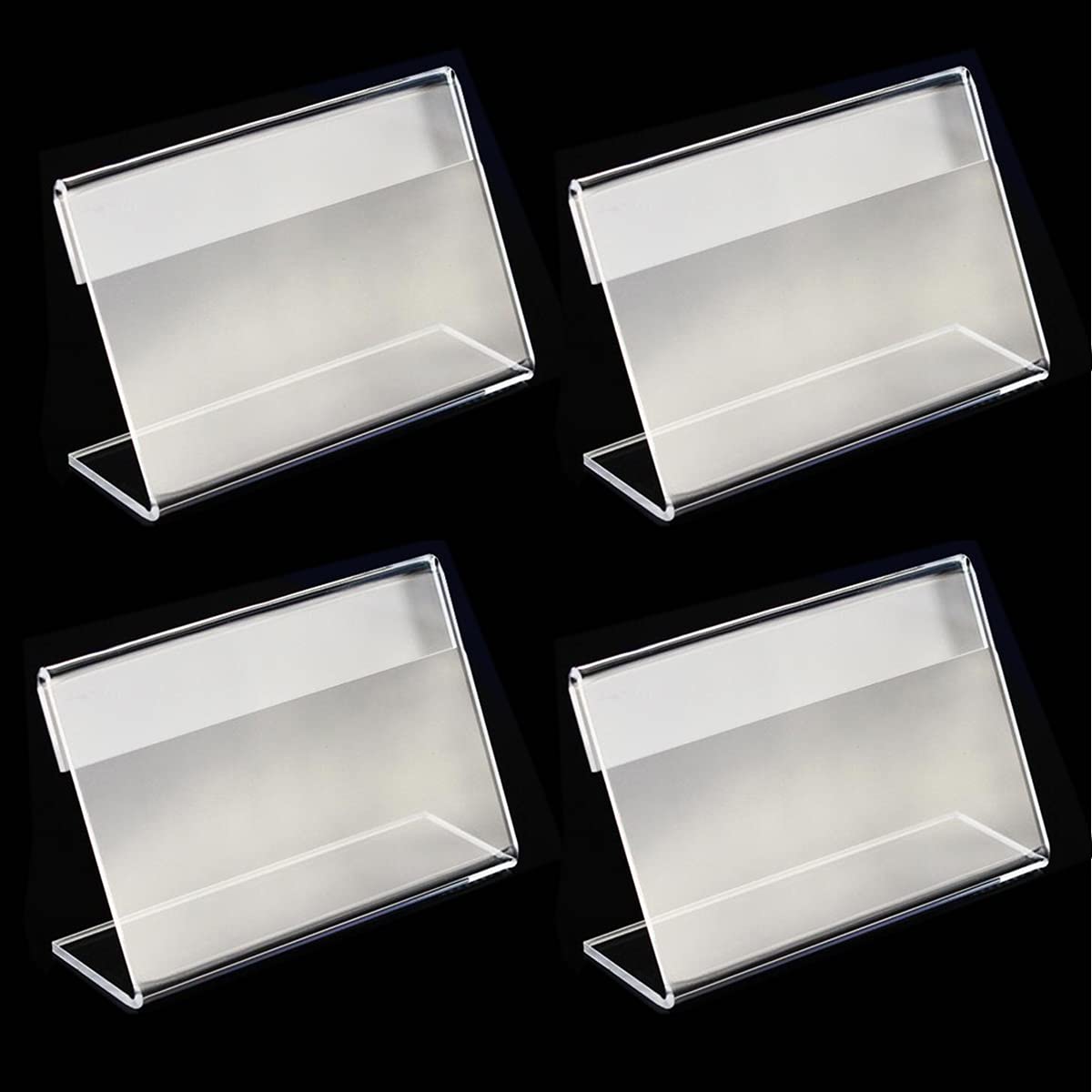 L Shape Clear Acrylic Label Stand, 10 Pcs Mini Tag Stand Business Card Display Stand Tabletop for Office, Conference Hall, Counter, Shop, Library, Restaurant