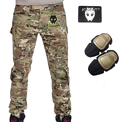 ATAIRSOFT Männer Kampfhose Armee Militärische Taktische Airsoft Paintball Schießen BDU Hose mit Knieschützern MC M