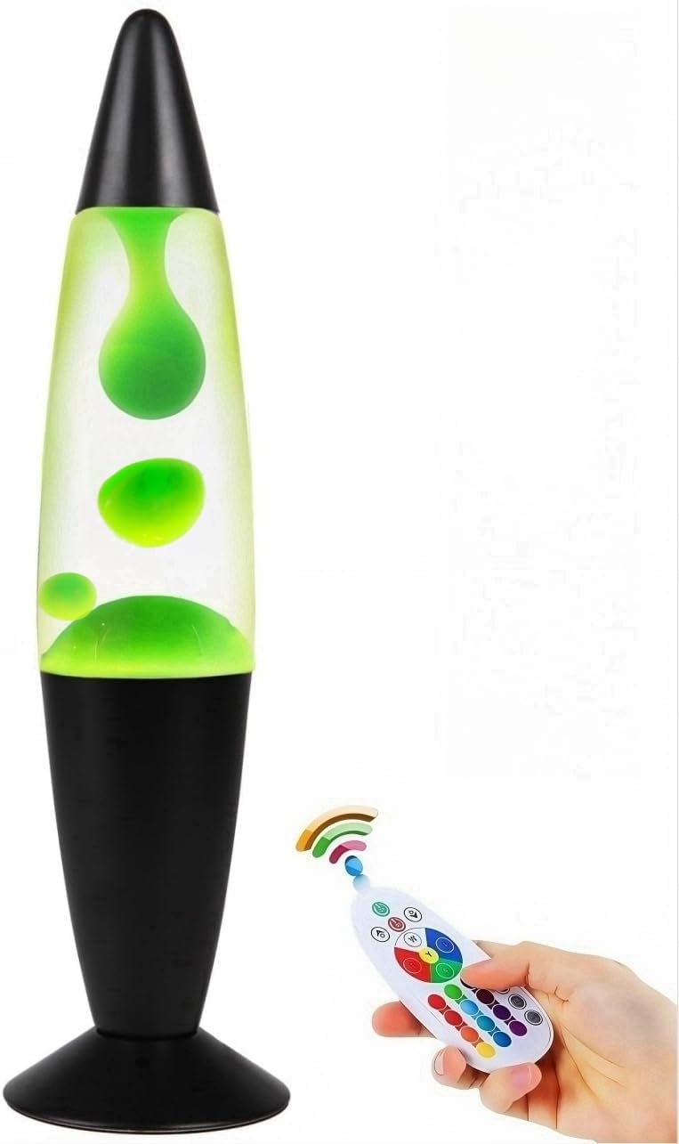 Remote-Controlled 13" LED Magma Liquid Motion Lamp - 16 Color Changing, Relaxing Night Light, Perfect Home Decor Gift for All Ages(Black)