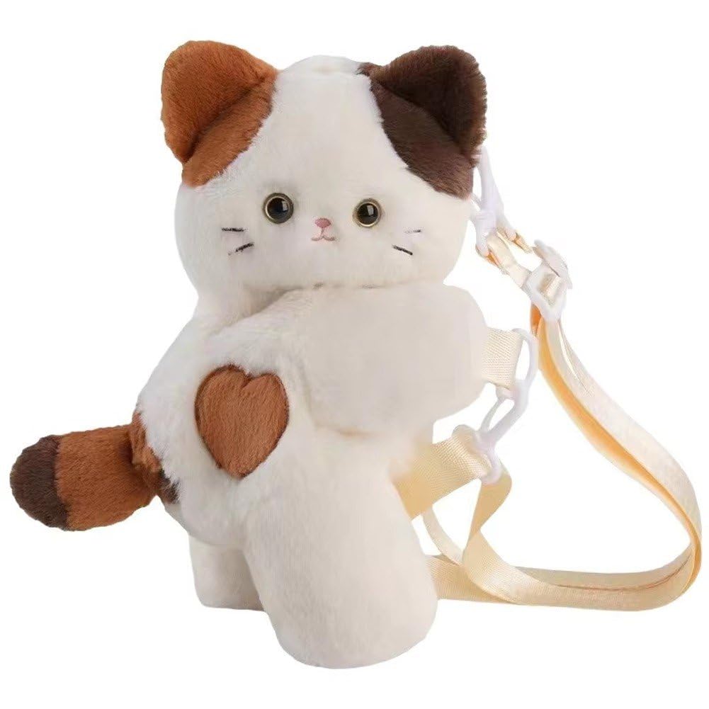 Baokuan Cute Cat Shoulder Bag for Girls Women, Furry Plush Animal Crossbody Bag Coin Pouches Wallet Halloween Purse Christmas Handbags