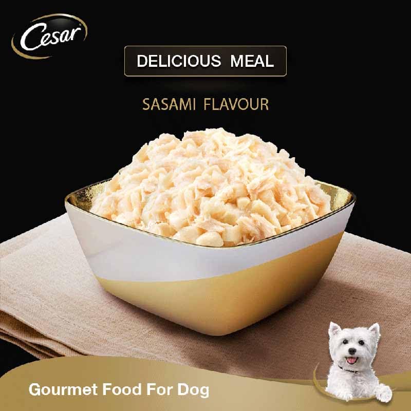 Image of Cesar Premium Adult Wet Dog Food (Gourmet Meal), Sasami & Vegetables, 16 Pouches (16 x 70g)