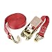 Aexit Dual Metal Material Handling Hooks Cargo Binding Band Ratchet Tie Down Strap 5M Straps 16ft Red