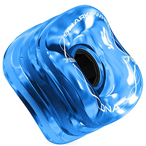 Shark Wheel Rodas de cruzeiro Longboard 78a de 72 mm, fórmula DNA, conjunto de 4 rodas (safira, 72 m