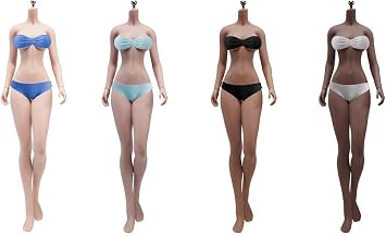 1/6 Scale Female Body,12inch Super Flexible Female Large Bust Anime Tall Seamless Action Figure Body Collectible S50D Black Skin with Undetachable Feet