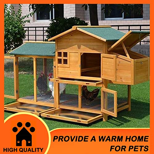 Hühnerställe für den Außenbereich, Holz-Hühnerhaus mit Stelldach, 168 cm, super großer Geflügelkäfig, für Garten, Tür… – Bild 3