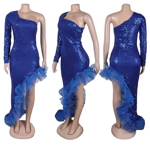 Image of Jigfar Women's Sexy Elegant Rhinestone Embellished Velvet Party Club Night Bodycon Formal Evening Maxi Dress