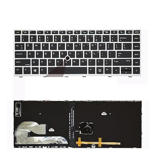 HP EliteBook 840 G5、846 G5、840 G6、745-G5-G6 キーボード L14379-001 L14377-DH1 用 US ロシア語バックライトキーボード(US Silver mouse)