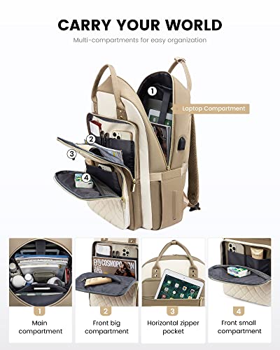 Image of LOVEVOOK Laptop Backpack for Women, Stylish Backpack Purse with USB Port for Travel Work Commuter, Lightweight Casual Daypacks, Nurse Teacher Computer Bag, College Bookbag, Fit 15.6 inch Laptop