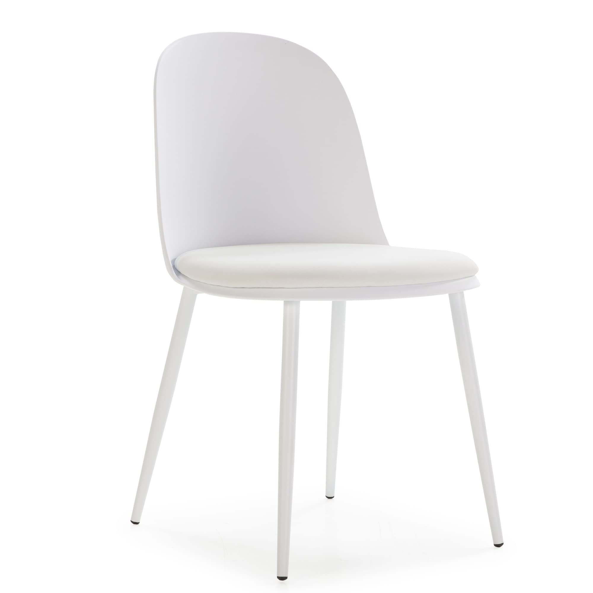 HOMN LIVING Set mit 4 Stühlen Kana Weiß, Metallbeine und gepolsterter Sitz, 45 cm (Breite) 51,5 cm (Tiefe) 83 cm (Höhe)