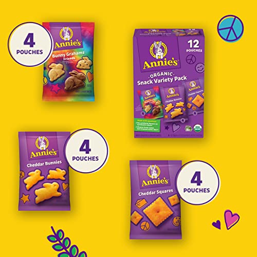 Annie's Organic Variety Pack, Cheddar Bunnies, Bunny Grahams, Cheddar Squares, 12 Pouches #TOP4