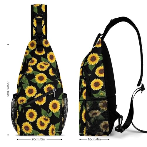 Multipurpose Shoulder Sling Floral Sunflower Women Men Unisex, Durable Polyester Daypack Gym Running Shopping Daily Use2