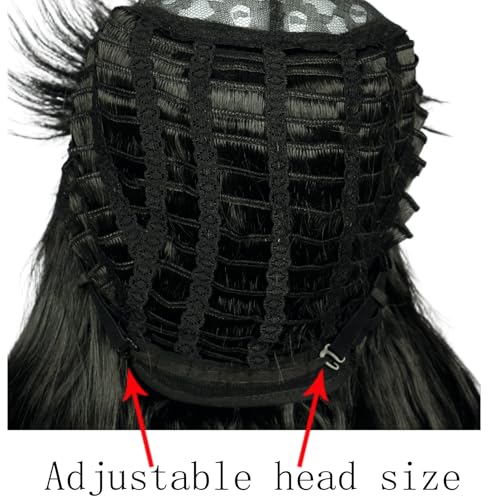 Perruque longue ondulée noire volume naturel et bonnet ajustable - 7