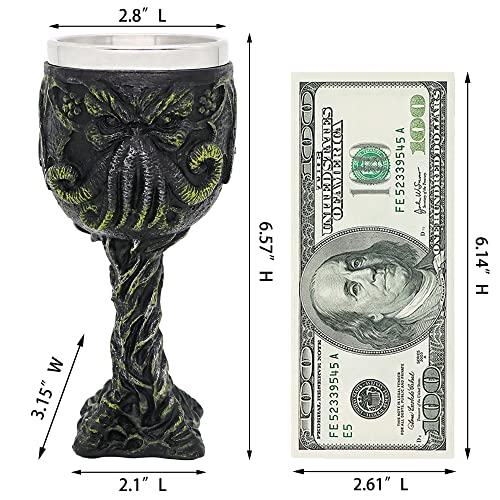 Alikiki Mysterious Cthulhu Wine Goblet - Octopus Sea Monster Cthulhu Chalice - 7Oz Stainless Steel Drinking Cup For Party Decorations Birthday Father Day Gifts Men Boy #TOP5