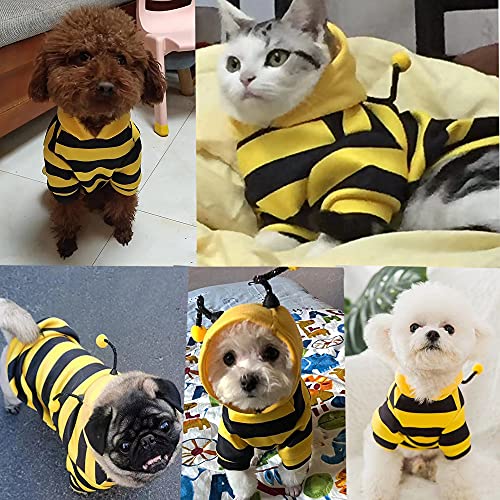 Anelekor Pet Bee Halloween Costume Dog Hoodies Cat Holiday Cosplay Warm Clothes Puppy Cute Hooded Coat Christmas Outfits For Cat And Small Dogs (Yellow, X-Small), Xs #TOP6