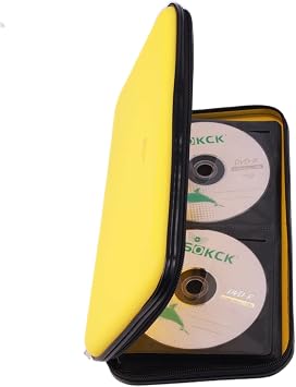 CD DVD Case 72 Capacity Heavy Duty Wallet DVD CD Case Holder for Car Hard Shell Rugged Case CD Disc Holder DVD Disc Binder Booklet Protective Blu-ray Wallet 72 Capacity, Yellow