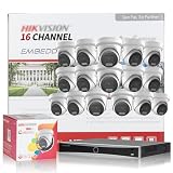 HIKV 16 Channel Security Camera System, DS-7616NXI-I2/16P/S 16CH 4K Acu-Sense PoE NVR,16 x DS-2CD2387G2H-LISU/SL 8MP Smart Hybrid Light Color VU AI Detection VCA Turret IP Cam,Compatible for Hikvision -  Asmiwo