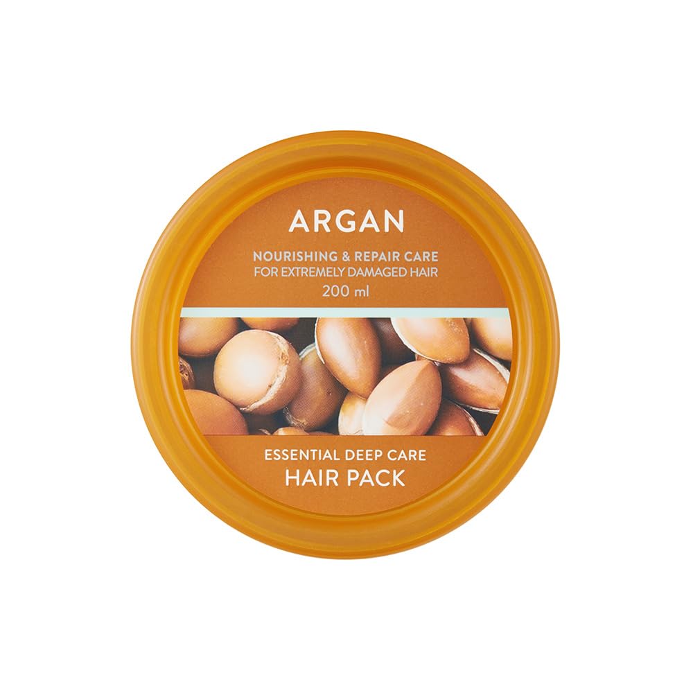 Nature Republic Argan Essential Deep Care Hair Pack 200ml for Dry, Heat Damaged, Color-Treated Hair