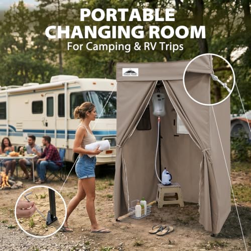 EAGLE PEAK 4x4 Pop Up Changing Tent, Flat Top Changing Room, Brown miniatura 6